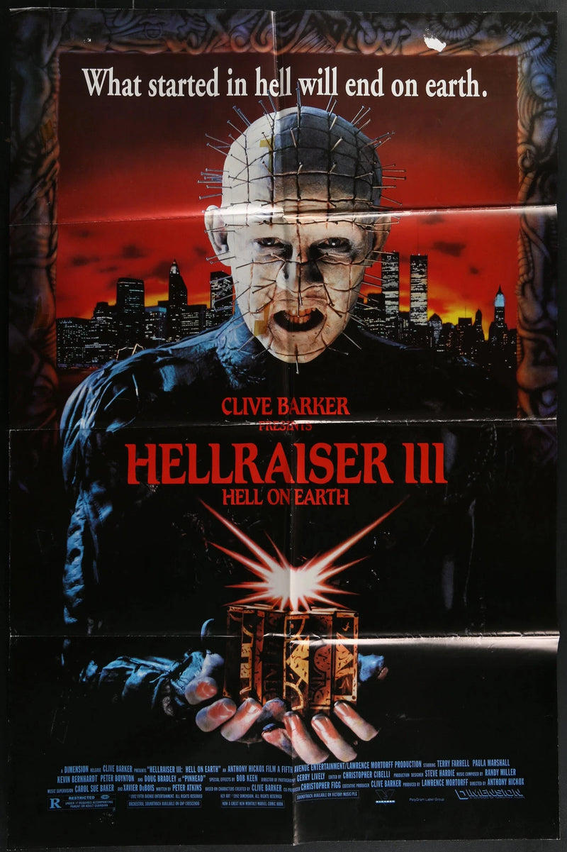 Hellraiser III: Hell on Earth (1992) Original Horror Poster 27x40 Pinhead