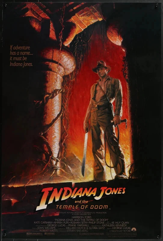 Indiana Jones Temple of Doom 1984 Original One Sheet Poster 27x40 Bruce Wolfe