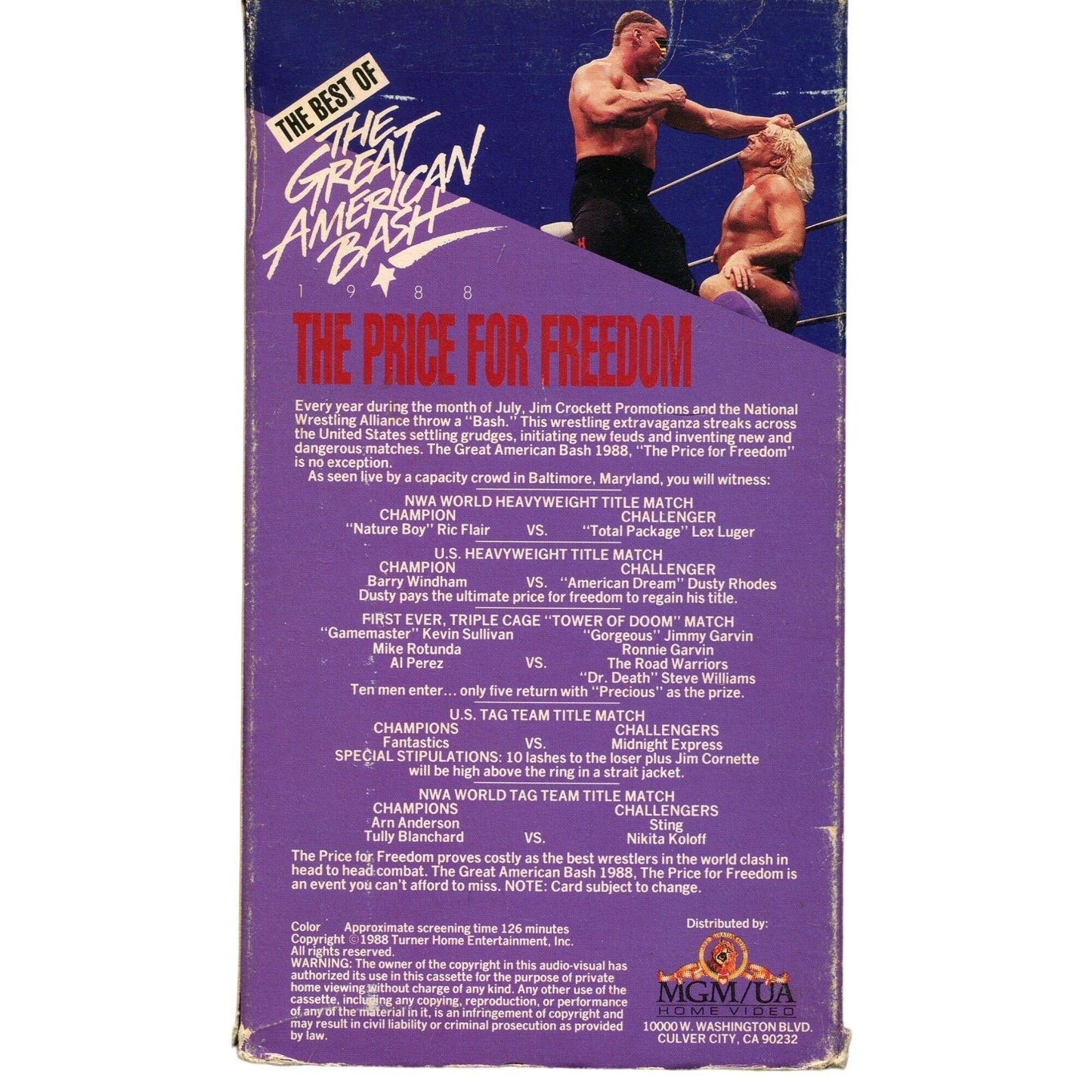 The Price for Freedom (1988) Wrestling VHS Tape