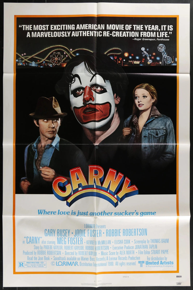Carny 1980 Original Movie Poster 27x40 Gary Busey Jodie Foster Carnival Style B
