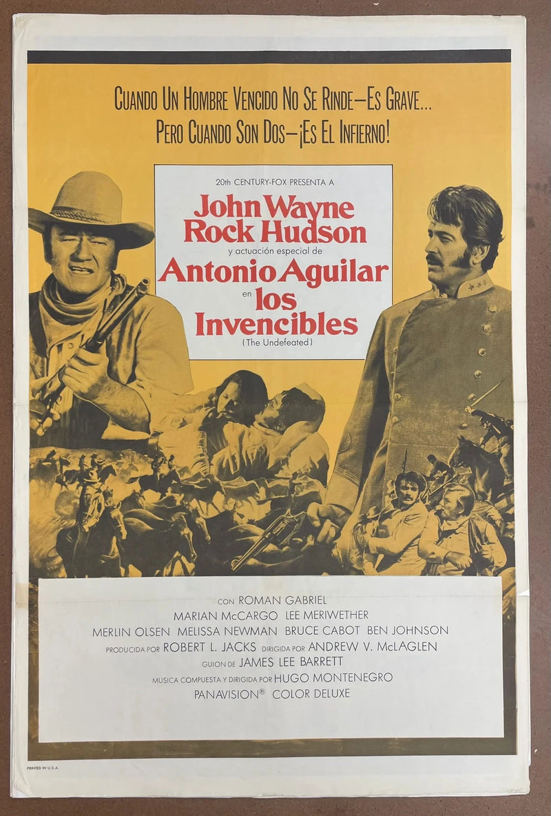 The Undefeated 1969 John Wayne Rock Hudson International One Sheet Poster