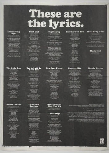 The Black Keys Brothers 2010 14x19 2-Sided Promo Poster Lyrics Insert