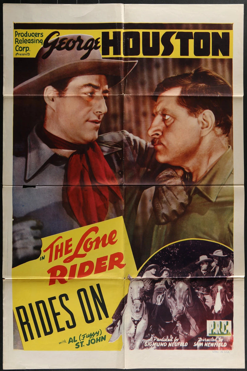 The Lone Rider Rides On (1941) Original One Sheet Western Poster 27x41 Houston