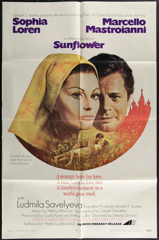 Sunflower (1970) Original Movie Poster One Sheet 27x41 Sophia Loren Mastroianni