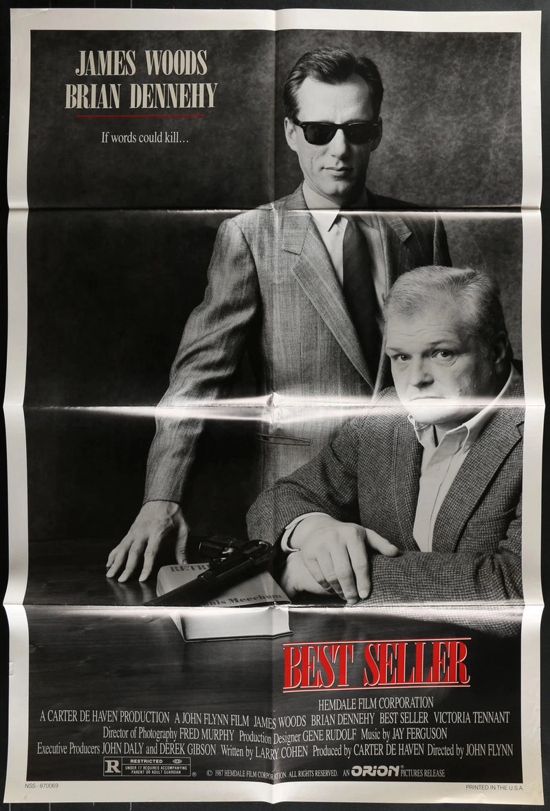 Best Seller 1987 Original Movie Poster 27x41 James Woods Brian Dennehy