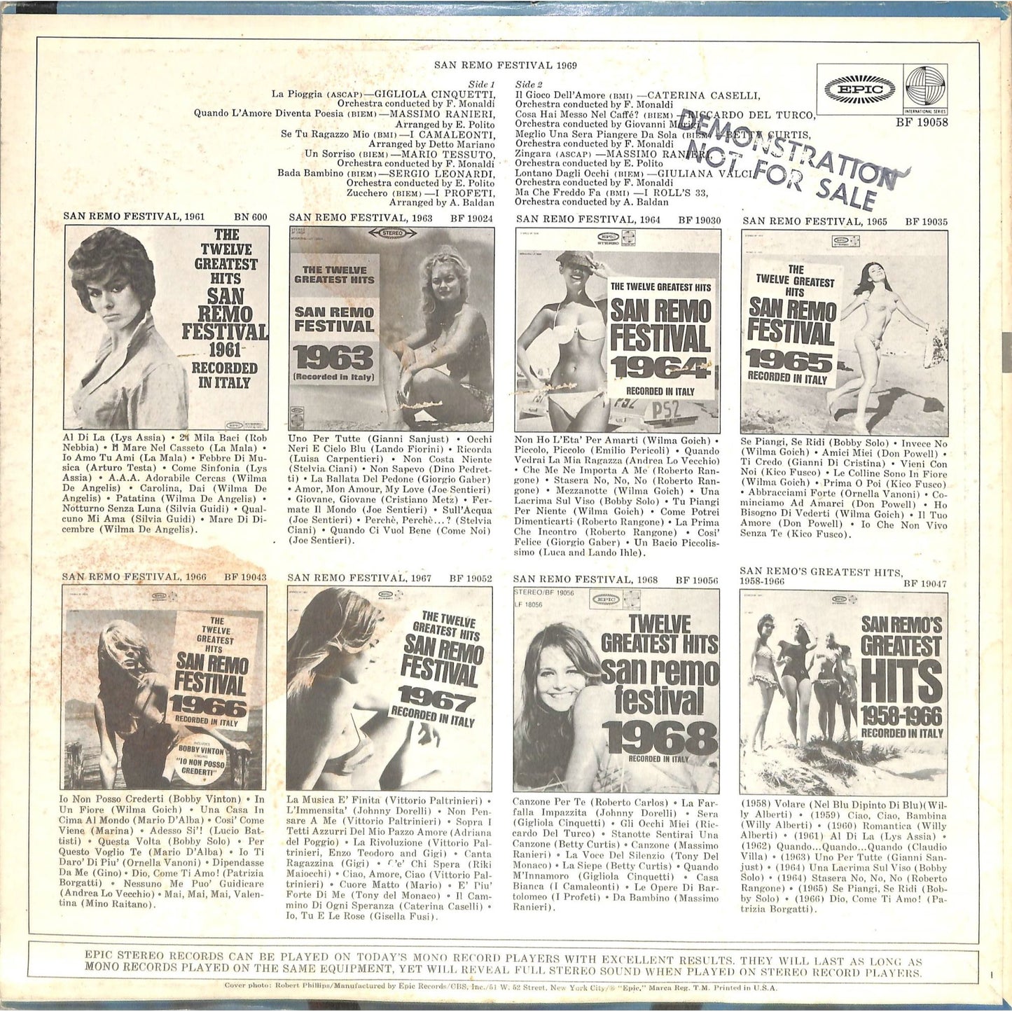San Remo Festival 1969 Vinyl Record BF 19058