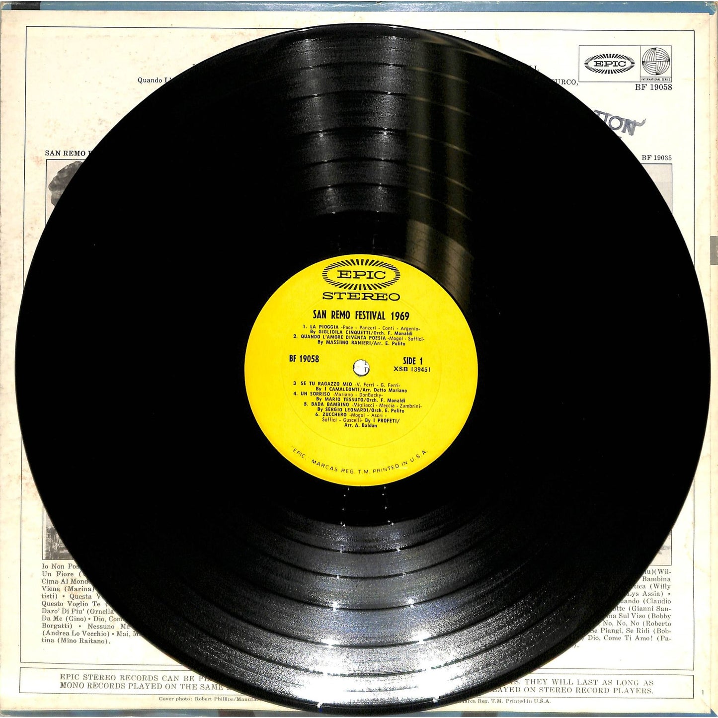 San Remo Festival 1969 Vinyl Record BF 19058