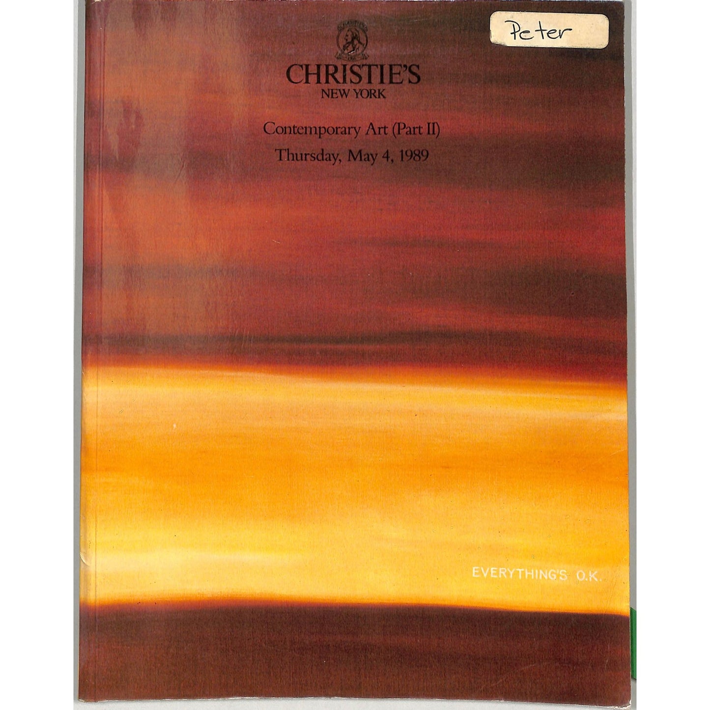 Christie's Contemporary Art Part 2 Auction Catalog May 4, 1989