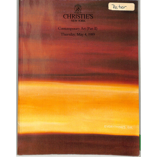Christie's Contemporary Art Part 2 Auction Catalog May 4, 1989