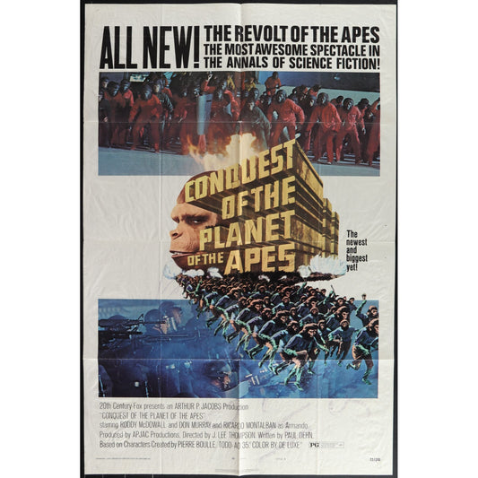 Conquest of the Planet of the Apes (1972) Original Movie Poster Folded 27x41