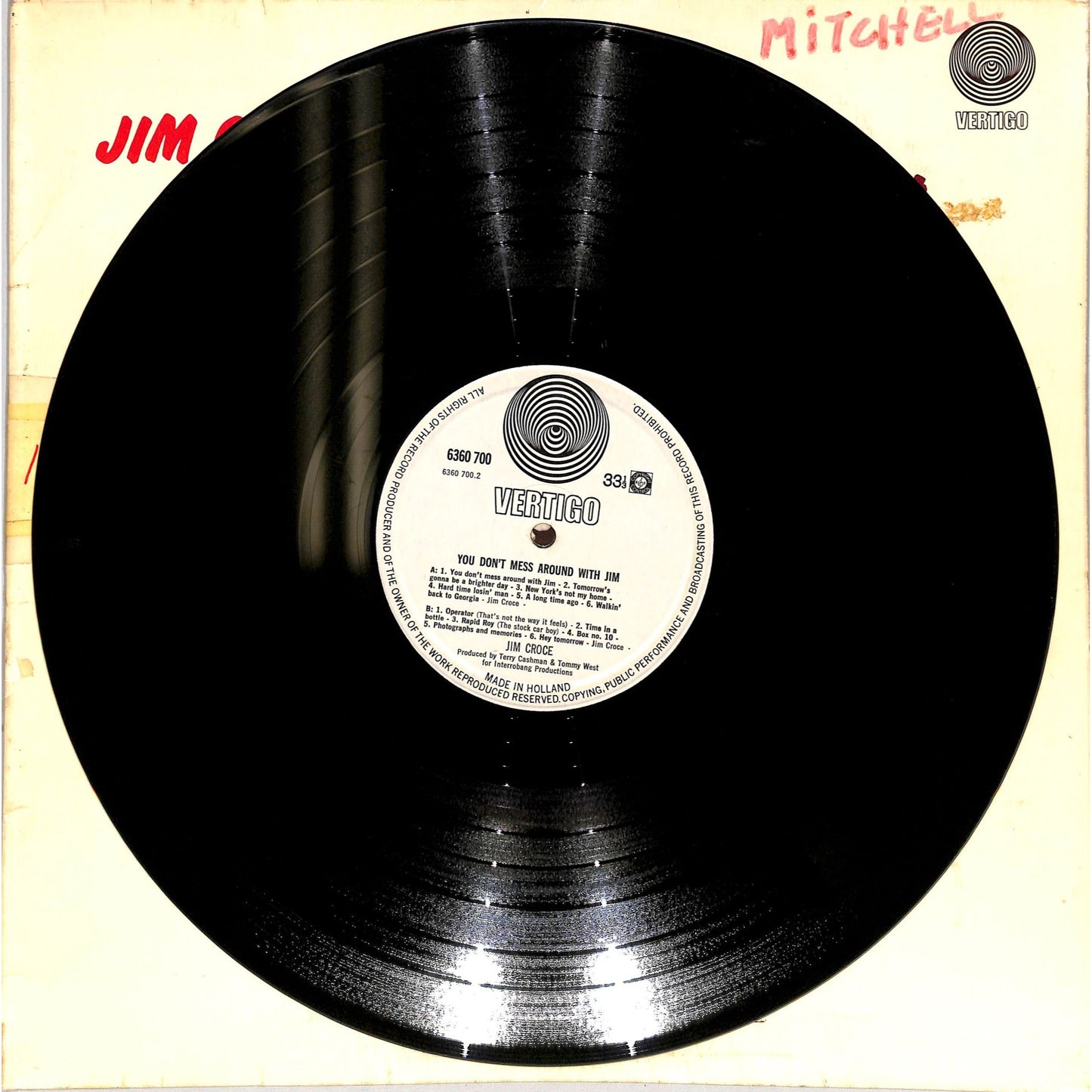 Jim Croce - You Don't Mess Around with Jim Vinyl Record 6360 700