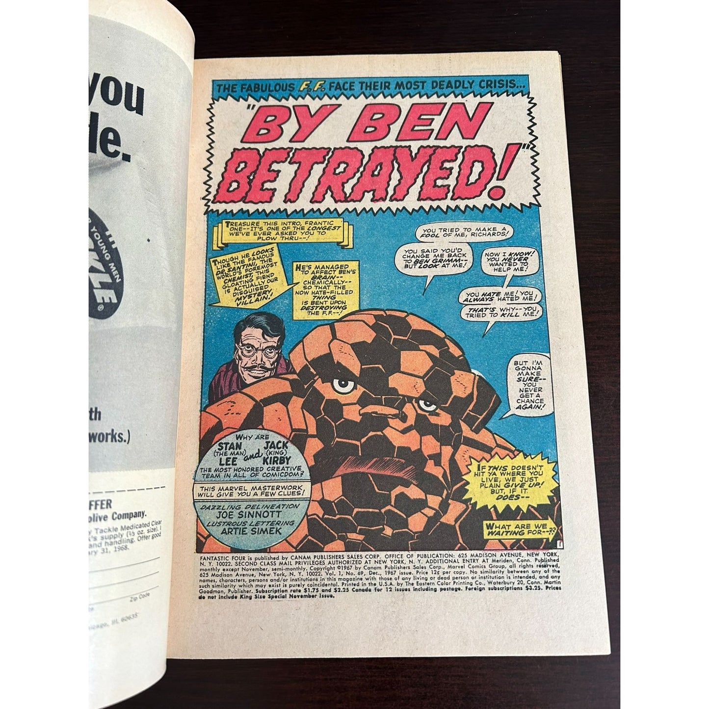 Fantastic Four #69 - Marvel Comics 1967 VG-F "By Ben Betrayed"