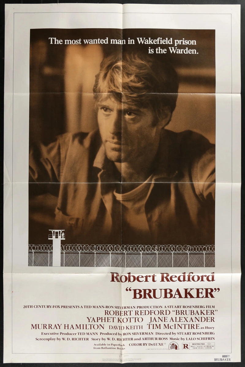 Brubaker 1980 Original Movie Poster 27x41 Robert Redford Prison Drama