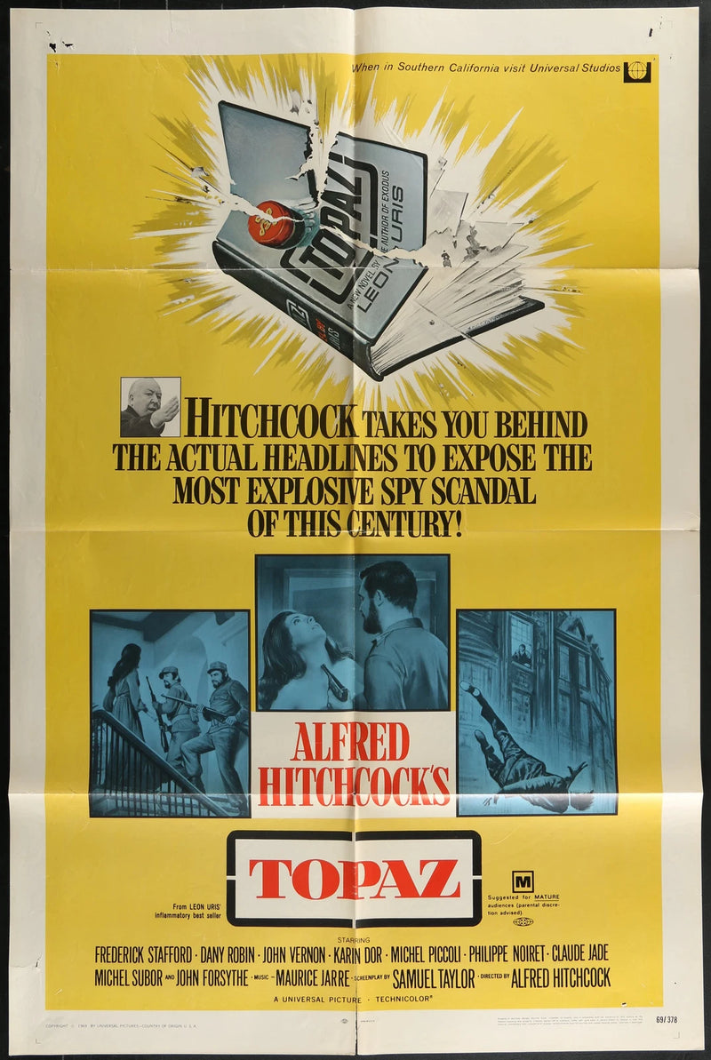 Topaz (1969) Original One Sheet Poster 27x41 Alfred Hitchcock