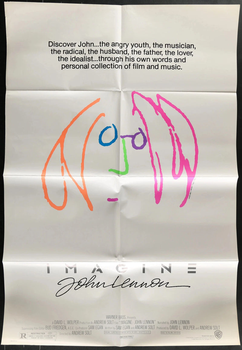 Imagine John Lennon 1988 Original Movie Poster 27x41 Beatles Documentary Music
