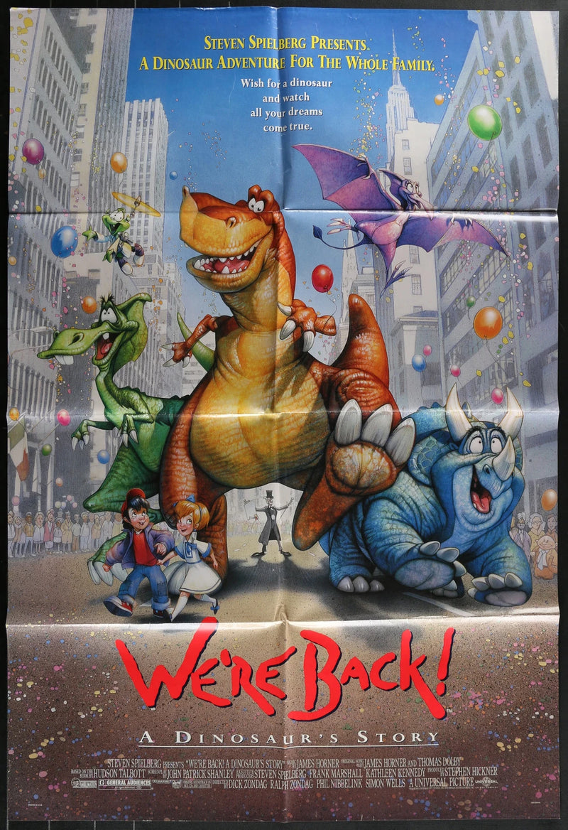We're Back! A Dinosaur's Story 1993 Movie Poster Original USA One Sheet 27x40 DS
