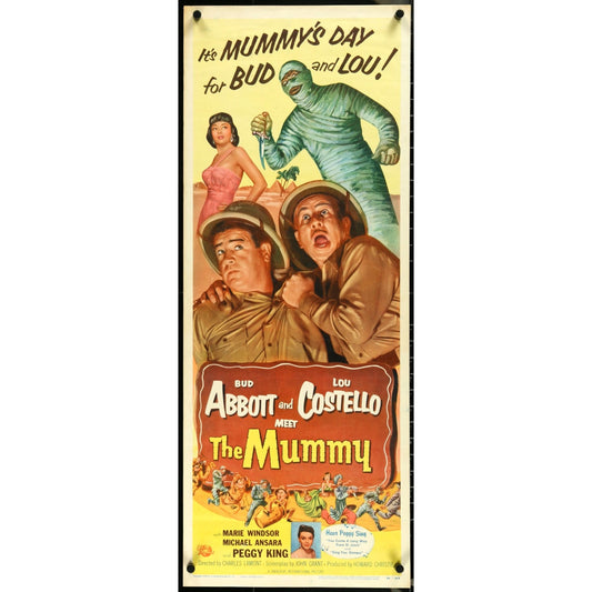 ABBOTT & COSTELLO MEET THE MUMMY (1955) Original Insert Movie Poster 18"x36"