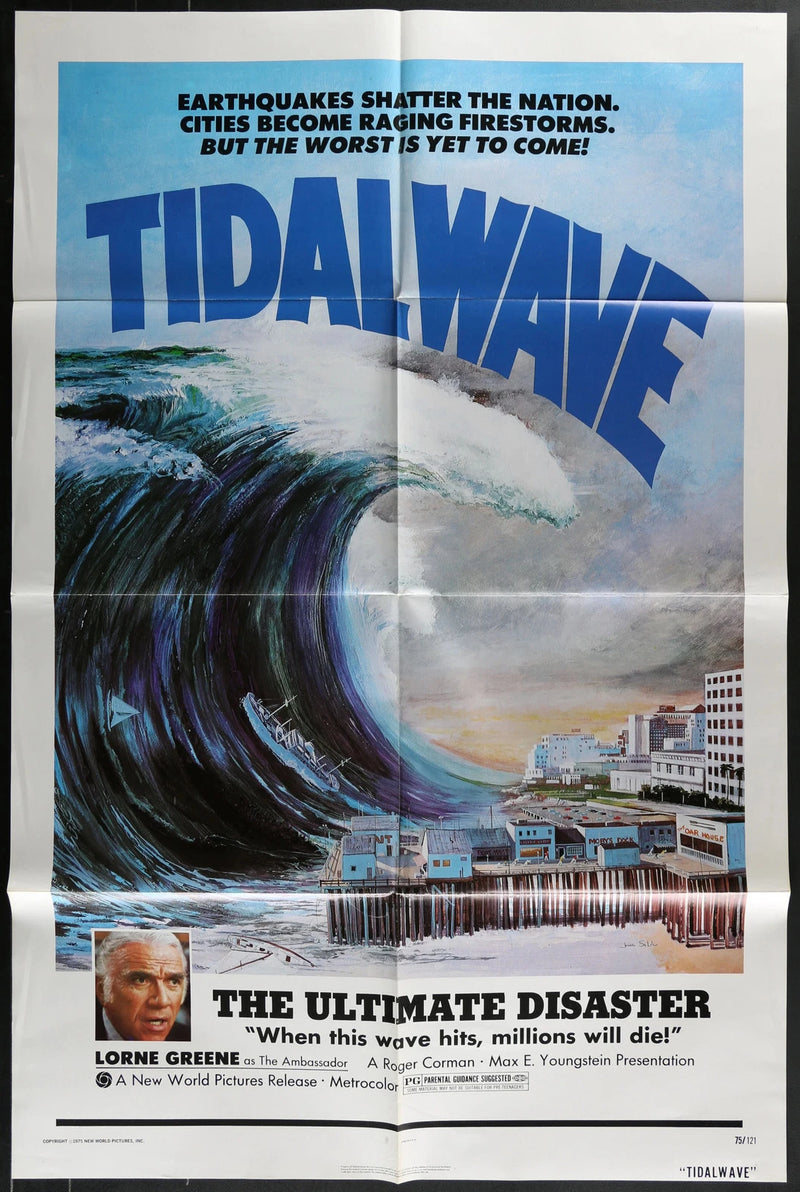 Tidal Wave 1975 Lorne Greene Disaster Film 27x41 Folded Poster