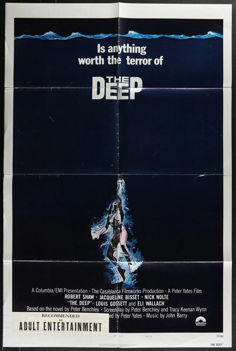 The Deep 1977 Original Movie Poster 27x41 Robert Shaw Jacqueline Bisset