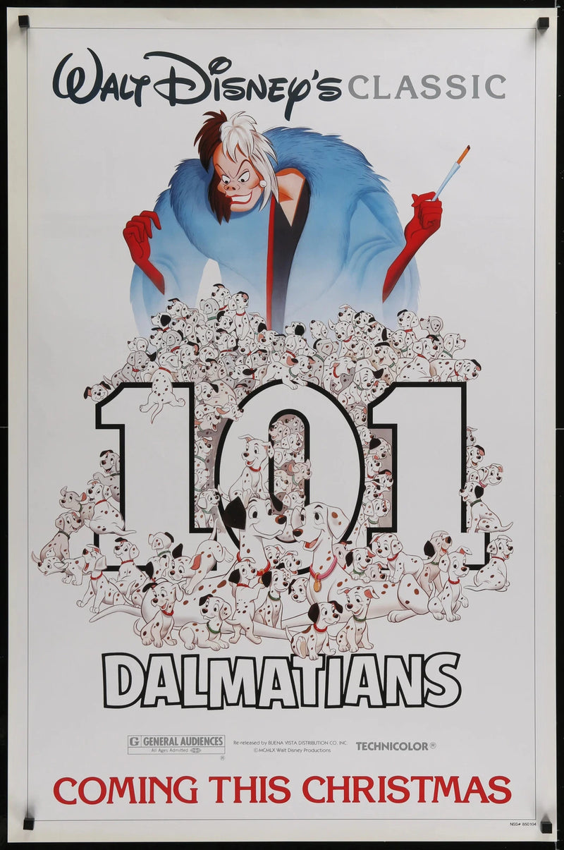 101 Dalmatians 1985 Re-Release Original 27x41 One-Sheet Disney Movie Poster