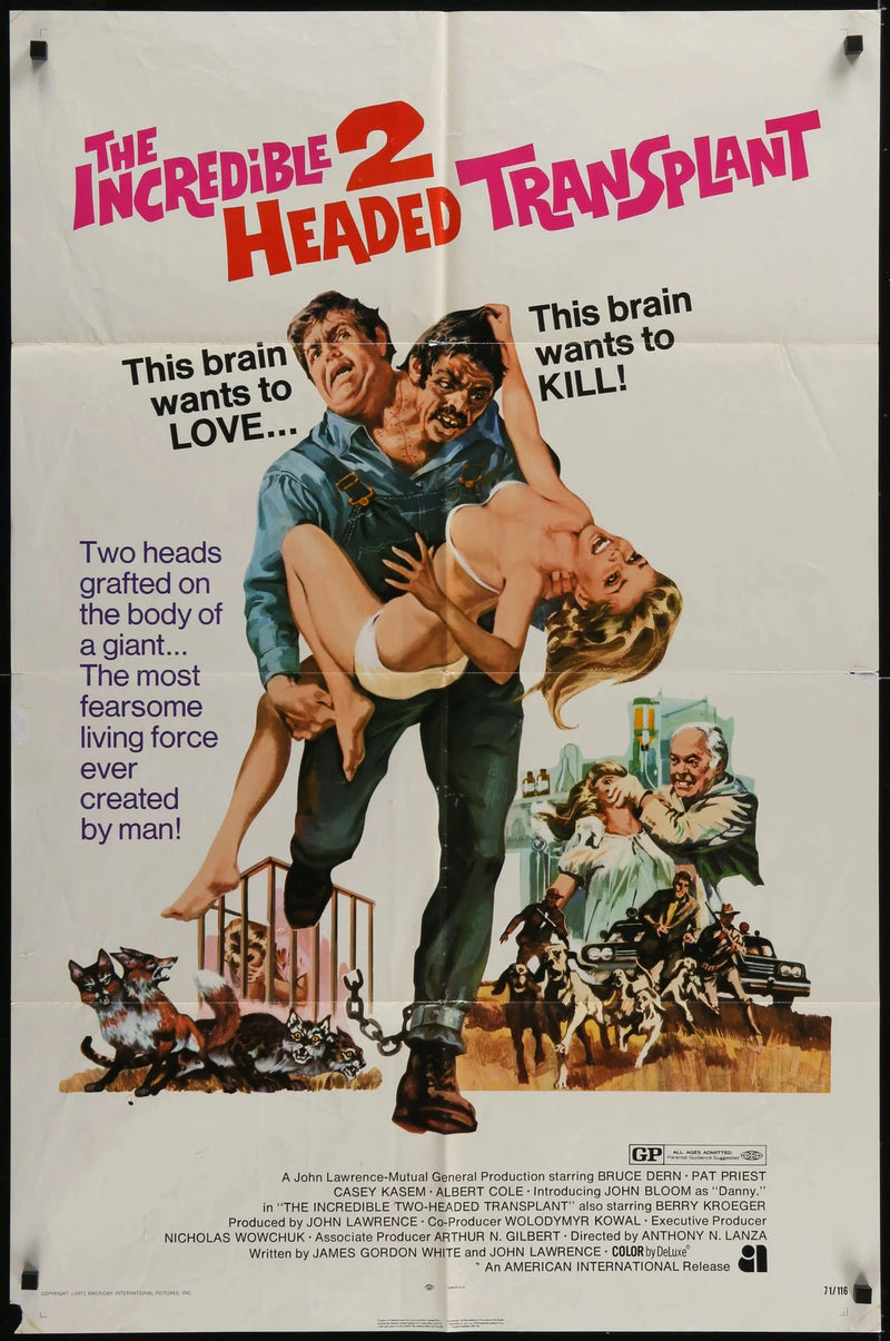 The Incredible 2-Headed Transplant (1971) Poster 24x41 Bruce Dern