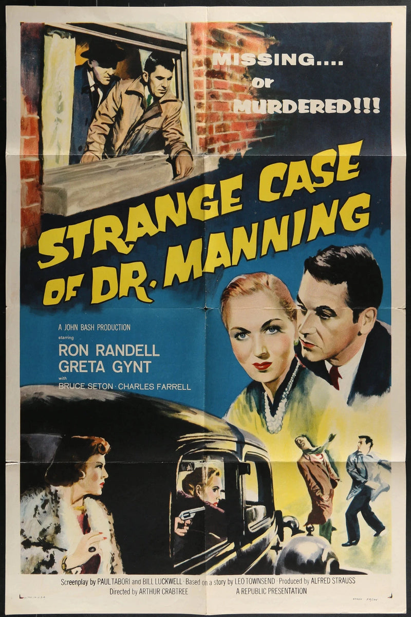 Strange Case of Dr. Manning (1957) Original One Sheet Poster 27x41 Ron Randell