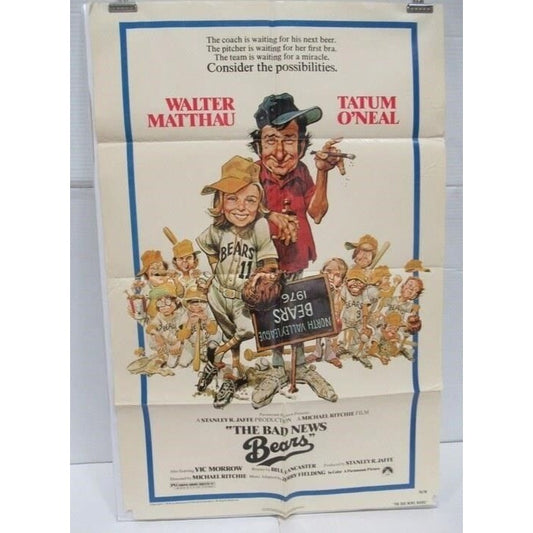 Bad News Bears (1976) Original Movie Poster 27x41 Folded Walter Matthau Classic
