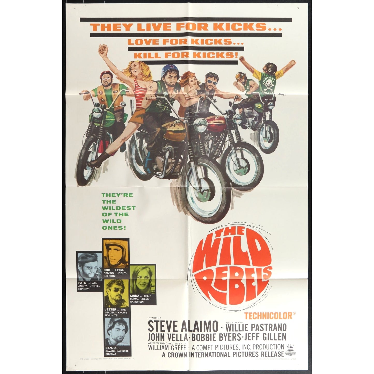 The Wild Rebels (1967) Original Movie Poster Folded 27x41