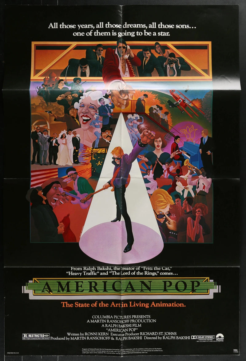 American Pop 1981 Ralph Bakshi Animated Music Film Poster 27x40