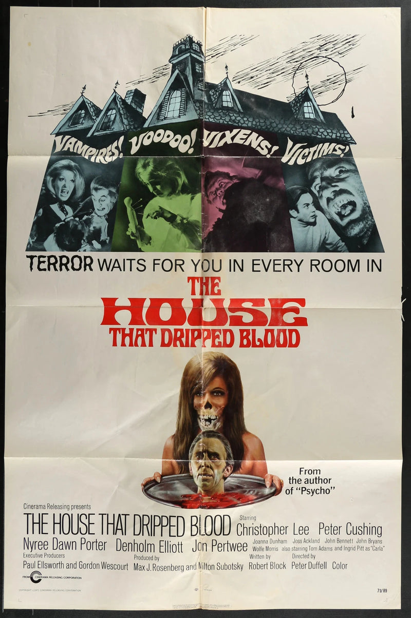 The House That Dripped Blood 1971 Original Movie Poster 27x41 Christopher Lee