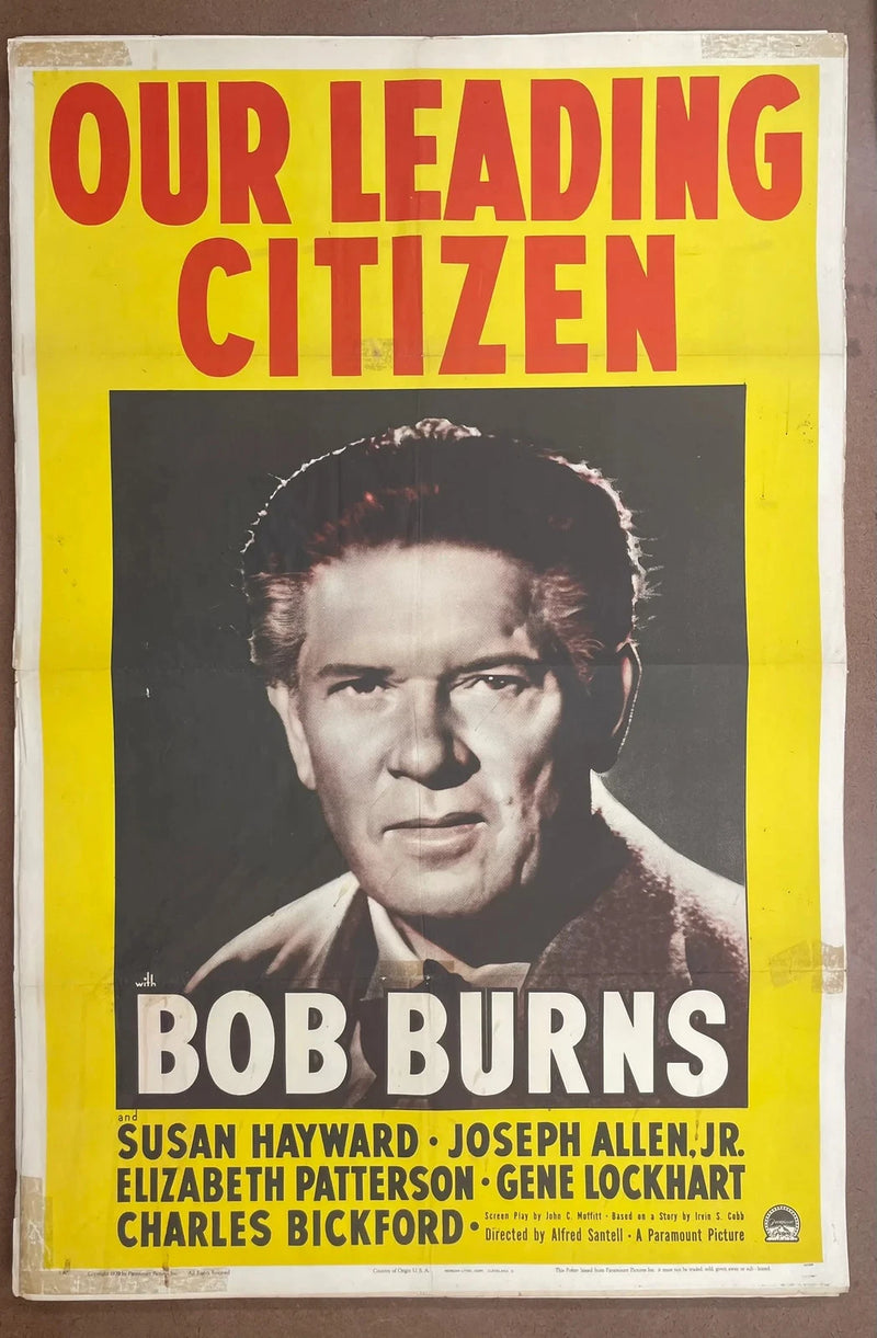 Our Leading Citizen (1939) 27x41 One Sheet Movie Poster Bob Burns Susan Hayward