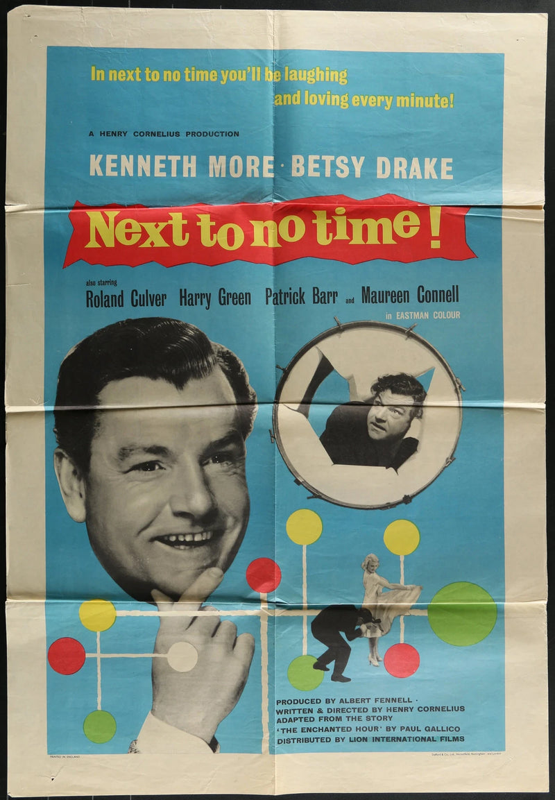 Next to No Time! (1958) Original British Movie Poster Folded 27x41 Kenneth More