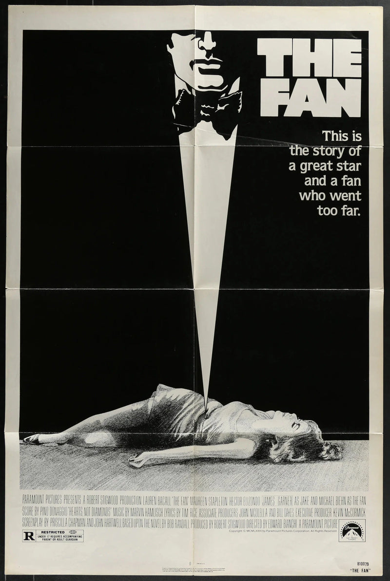 The Fan 1981 Lauren Bacall Thriller 27x41 Folded Poster