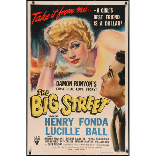 BIG STREET (1942) Original One-Sheet Movie Poster 27x41 Lucille Ball Henry Fonda