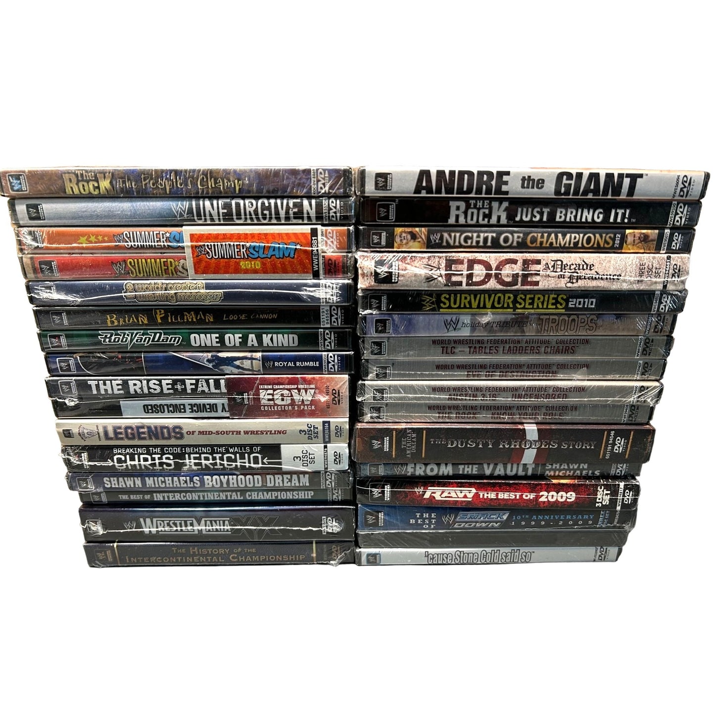 BULK LOT 29 BRAND NEW SEALED Wrestling DVDS - WWE WWF Wrestlemania The Rock GA1