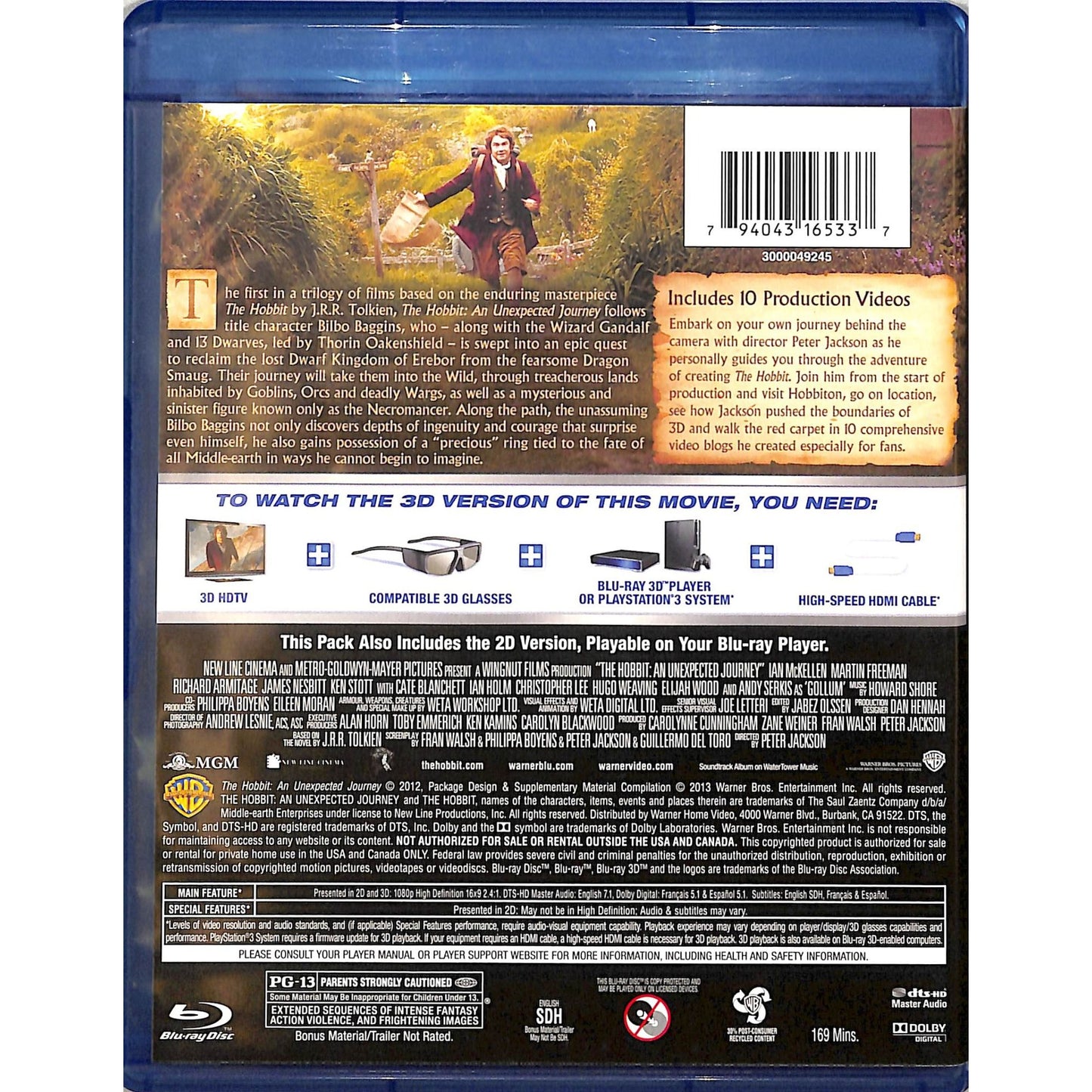 Hobbit Trilogy in 3D Blu Ray Disc