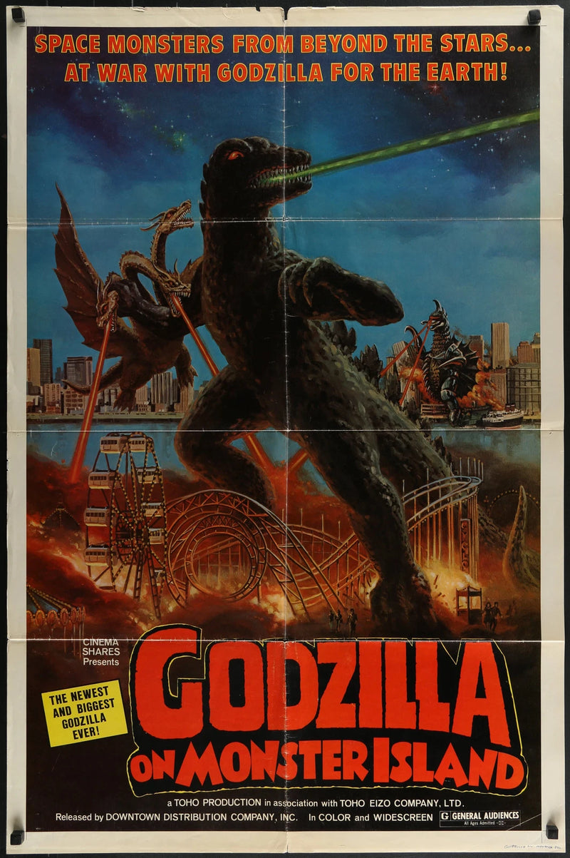 Godzilla on Monster Island 1976 Orig One Sheet Poster Gigan King Ghidorah Kaiju