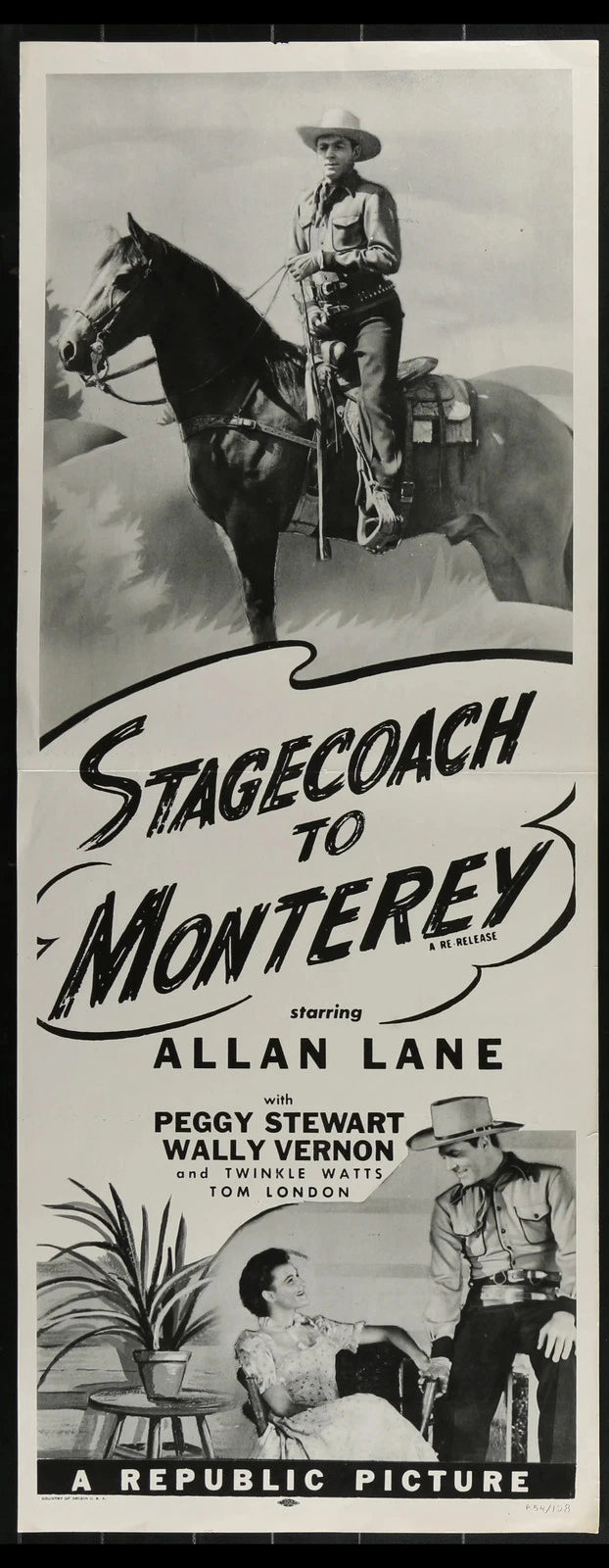 Stagecoach to Monterey (1946) Original Western Insert Movie Poster Rolled 14x36