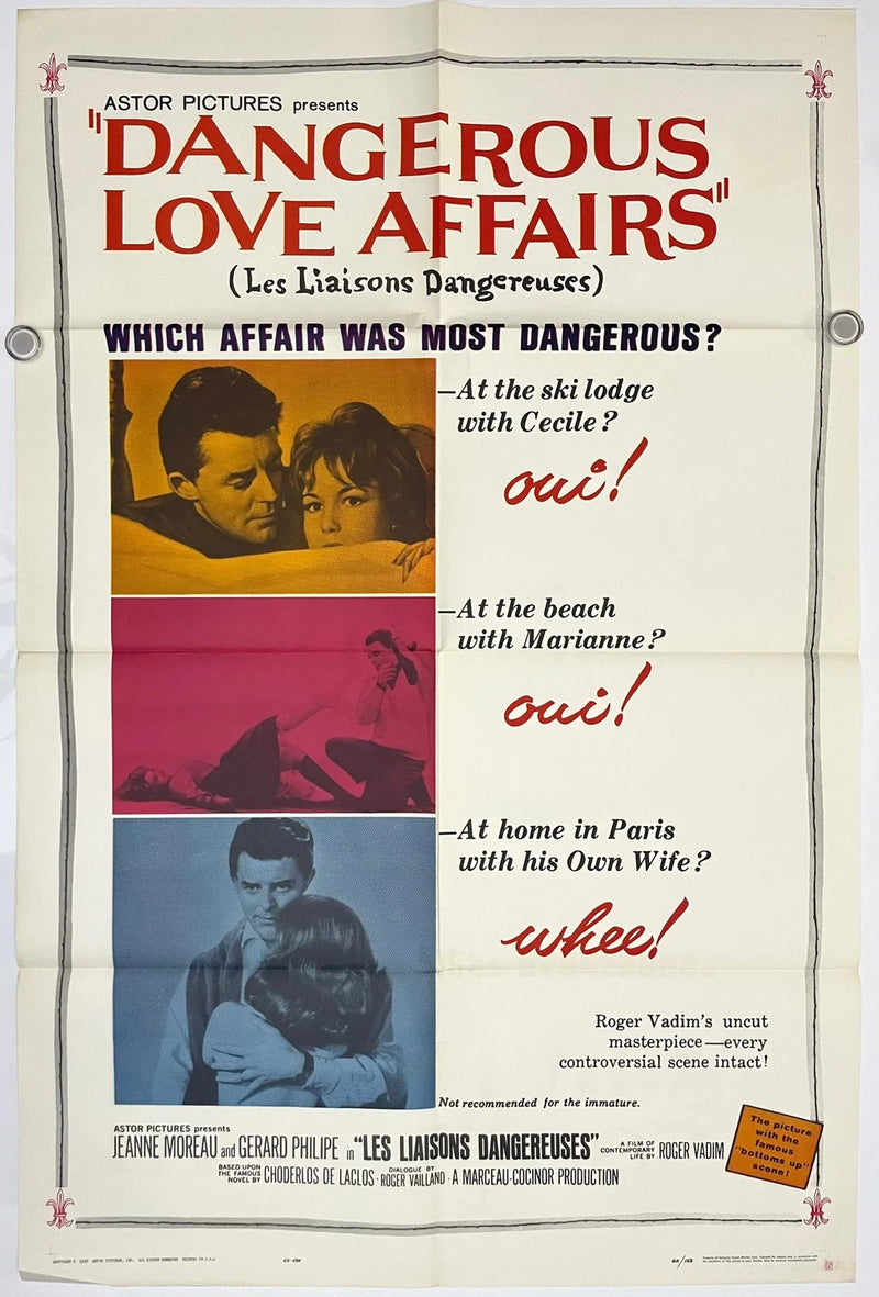 Dangerous Love Affairs 1960 27x41 Folded One Sheet Movie Poster Jeanne Moreau