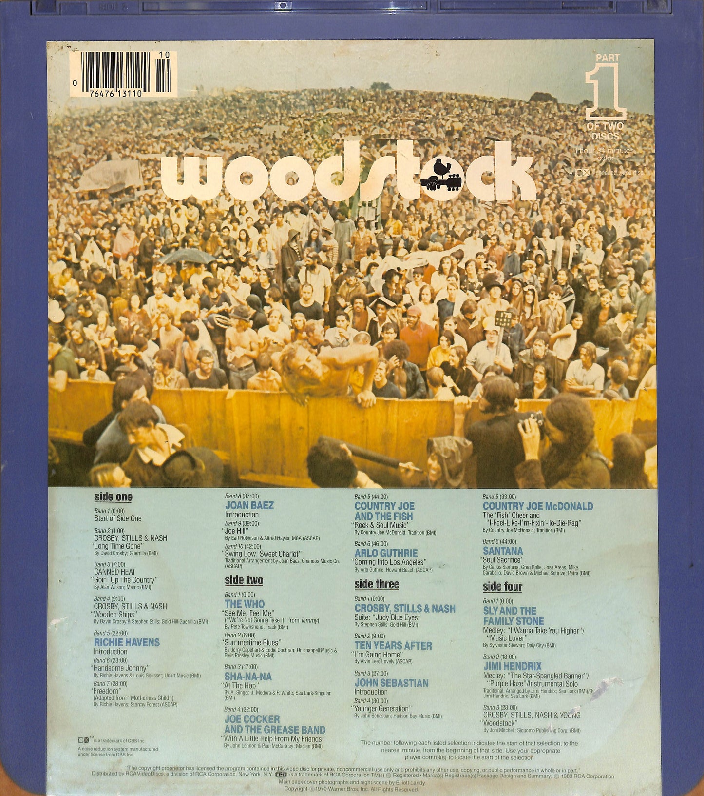 Woodstock Part 1&2 (1970) Vintage CED RCA SelectaVision Videodisc TESTED WORKING