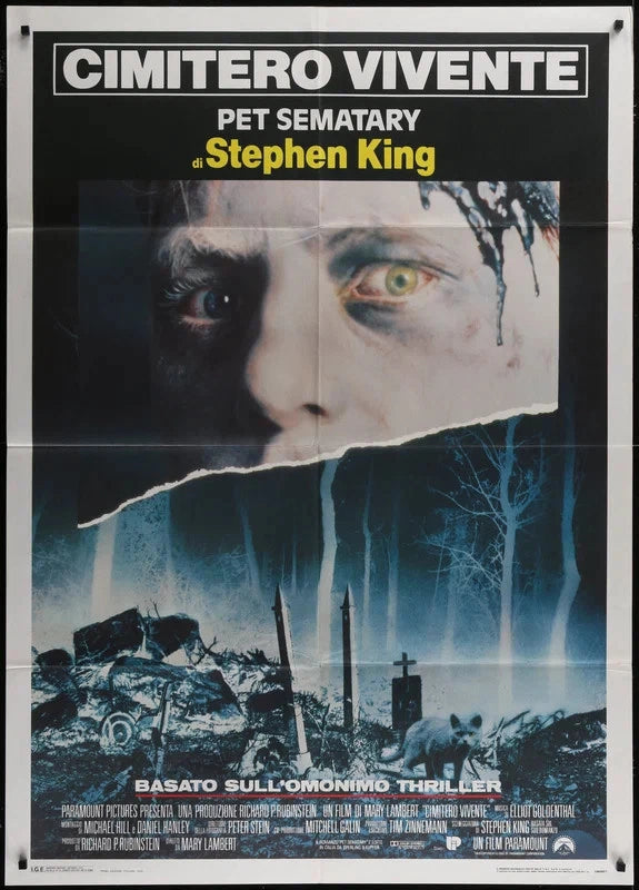 Pet Sematary 1989 Original Italian 1P Movie Poster 39x55 Stephen King Horror