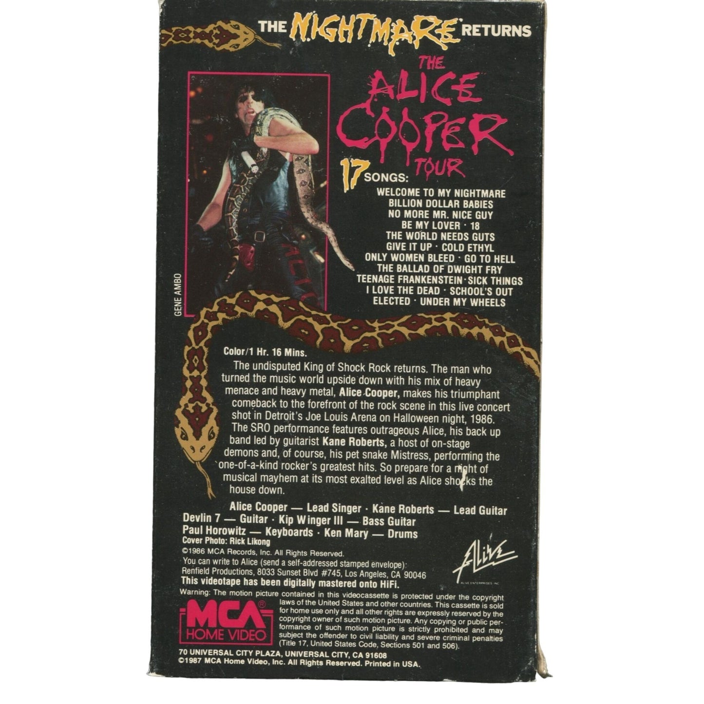 Alice Cooper - The Nightmare Returns Tour (1986) Live Concert VHS