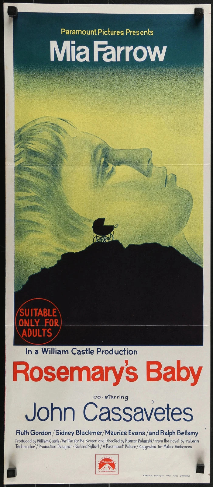 Rosemary's Baby 1968 Australian Daybill Poster 13x30 Roman Polanski Horror