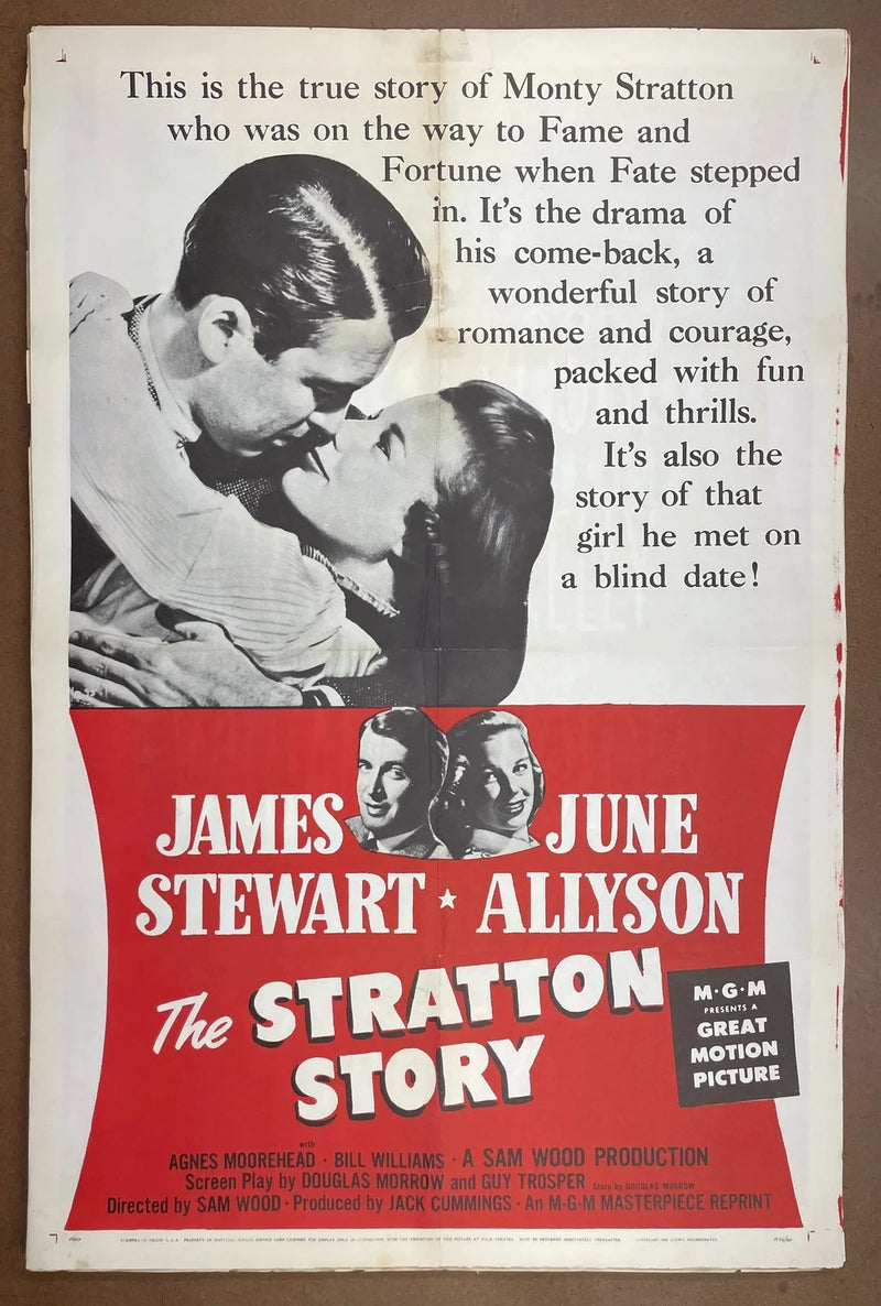 The Stratton Story 1949 Original US One Sheet Folded James Stewart Poster