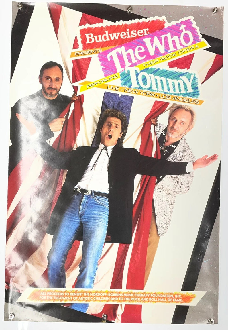 The WHO Tommy Live Poster Original 1989 Budweiser Rock Promotional 24"×36"