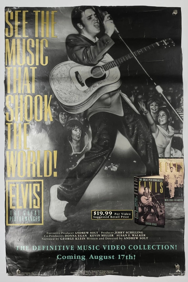 Elvis The Great Performances Video Promotional Poster 1990 24x36