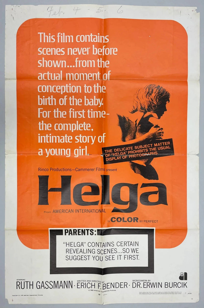 Helga (1968) Original Movie Poster One Sheet 27x41 Ruth Gassmann Exploitation