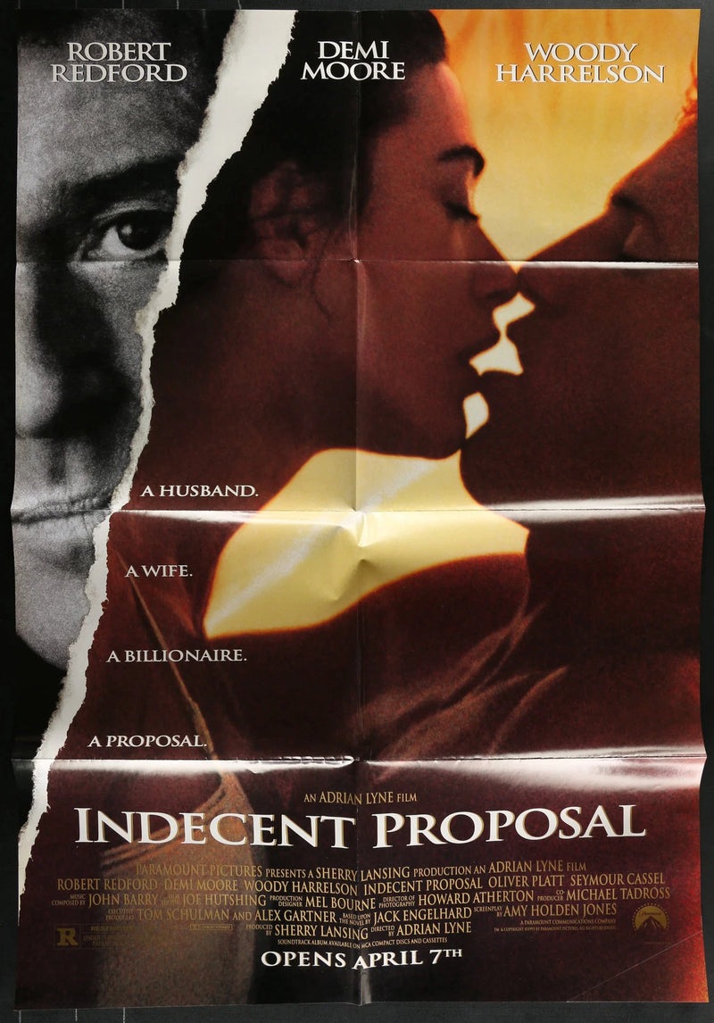 Indecent Proposal 1993 Original Movie Poster 27x40 Redford Moore Harrelson Drama