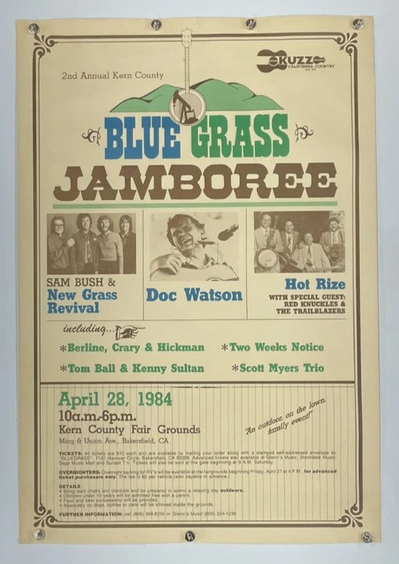 Blue Grass Jamboree 2nd Annual Kern County 1984 Concert Poster 20x29