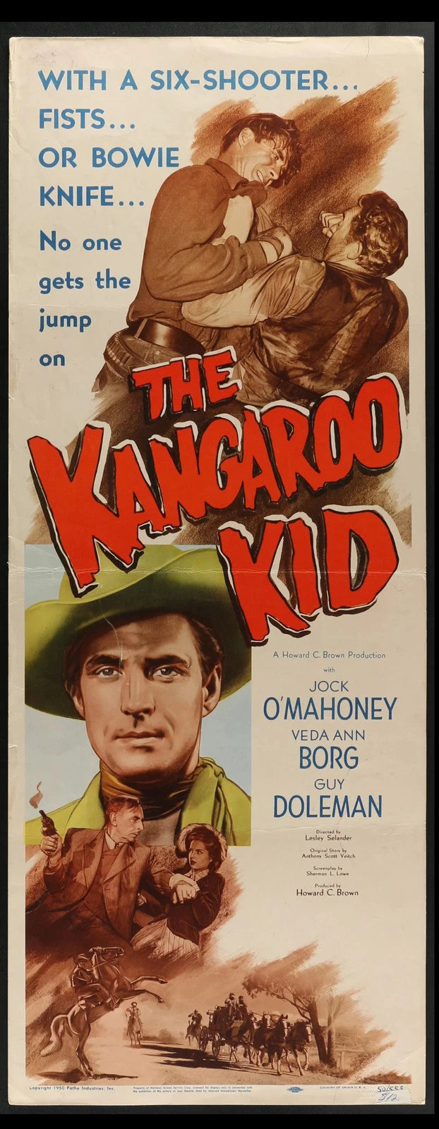 The Kangaroo Kid (1950) Original Western Insert Movie Poster Rolled 14x36